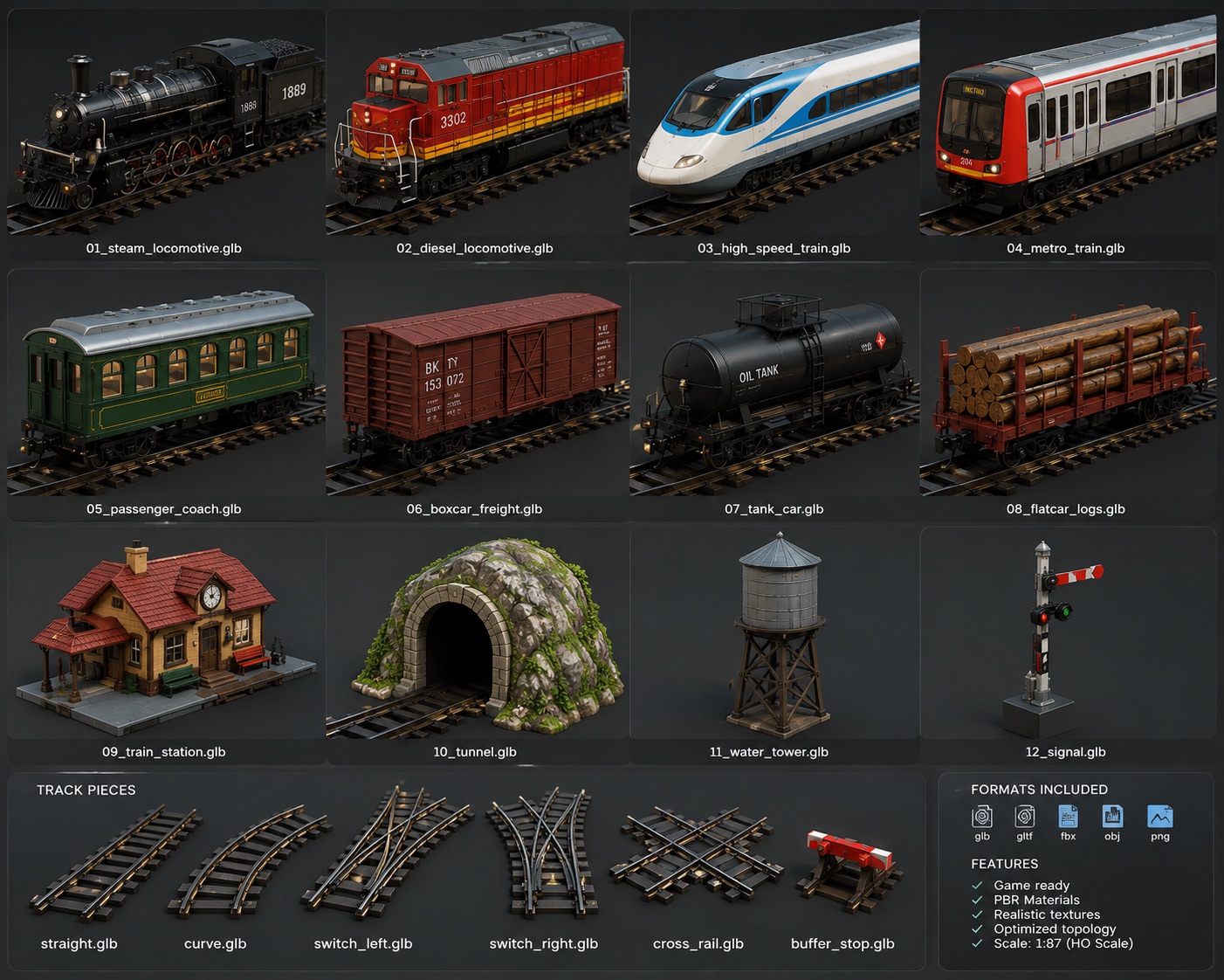 3D asset pack reference sheet